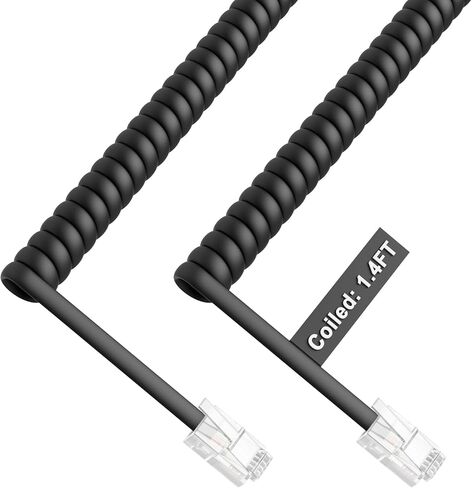 Uvital 10FT Phone Cord for Landline, 2 Pack Telephone Cords for Landline Phones(Coiled Length: 1.2FT), Black Short Phone Handset Cord, RJ9 4P4C Landline Phone Cord, No Tangle Phone Cord in Kuwait