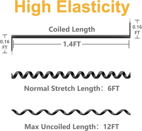 Uvital 10FT Phone Cord for Landline, 2 Pack Telephone Cords for Landline Phones(Coiled Length: 1.2FT), Black Short Phone Handset Cord, RJ9 4P4C Landline Phone Cord, No Tangle Phone Cord in Kuwait