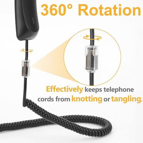 Uvital 10FT Phone Cord for Landline, 2 Pack Telephone Cords for Landline Phones(Coiled Length: 1.2FT), Black Short Phone Handset Cord, RJ9 4P4C Landline Phone Cord, No Tangle Phone Cord in Kuwait