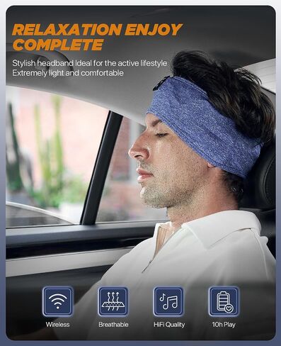 Sleep Headphones Headband, Wireless Sleeping Earbuds Earphones Sweat Resistant with Ultra-Thin HD Stereo Speaker, Bluetooth 5.2 for Workout Running Cool Gadgets Unique Gifts for Men Women in Kuwait