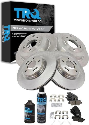 TRQ Front and Rear Brake Pad & Rotor Kit Brake Chemical Kit Brake Pads Brake Rotor Ceramic Compatible with 2013-2019 Nissan Sentra in Saudi Arabia