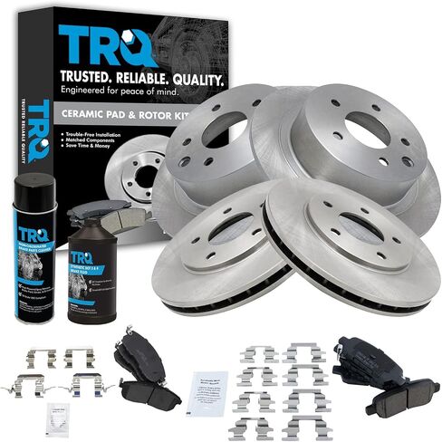 TRQ Front and Rear Brake Pad & Rotor Kit Brake Chemical Kit Brake Pads Brake Rotor Ceramic Compatible with 2013-2019 Nissan Sentra in Saudi Arabia