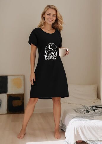 weVSwe Nightgowns for Women Short Sleeve Nightshirt Comfy Night Dress Sleepwear Casual Plus Size S-XXL in Saudi Arabia