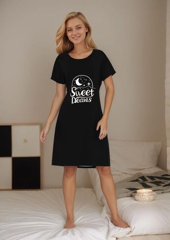 weVSwe Nightgowns for Women Short Sleeve Nightshirt Comfy Night Dress Sleepwear Casual Plus Size S-XXL in Saudi Arabia