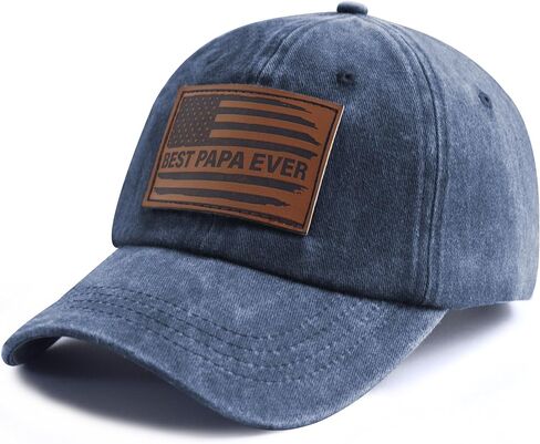 Best Papa Ever Hat for Men, Adjustable American Flag Leather Patch Baseball Cap in Kuwait