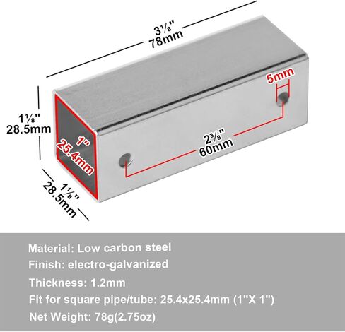 8 Pcs 1"x1"x1" Square Tube Connector, 3 Way L Shape Square Tubing Clamp Corner Joint, 1.2mm Thickness in Kuwait