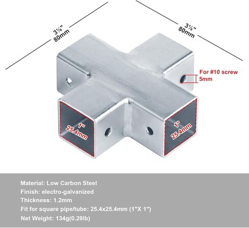 8 Pcs 1"x1"x1" Square Tube Connector, 3 Way L Shape Square Tubing Clamp Corner Joint, 1.2mm Thickness in Kuwait