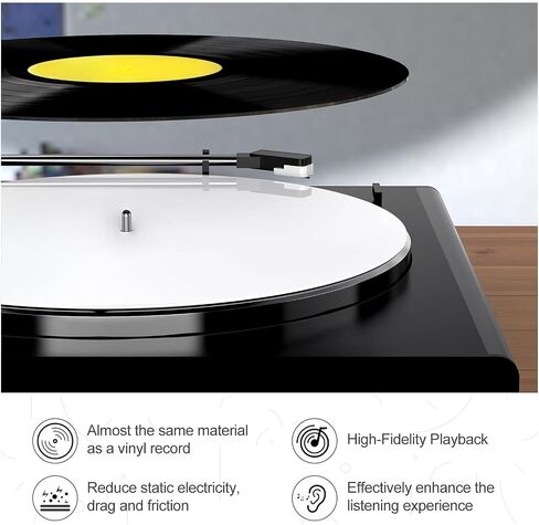 Turntable Mat, Acrylic 12 Inch Reduce Static Dust Noise Record Player Slipmat Platter Slip Mats, for 12 Inch Record Player (1) in Saudi Arabia