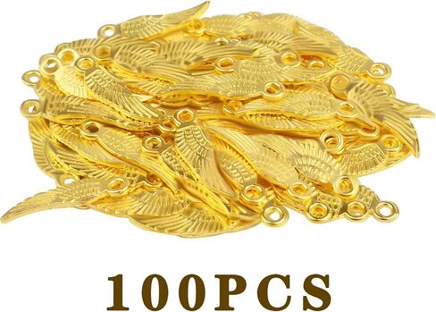 100 قطعة من دلايات اجنحة الملاك التبتية المصنوعة من خليط معدني لصنع المجوهرات والاساور والقلادات والحرف اليدوية وحفلات اعياد الميلاد والديكور اليدوي in Saudi Arabia