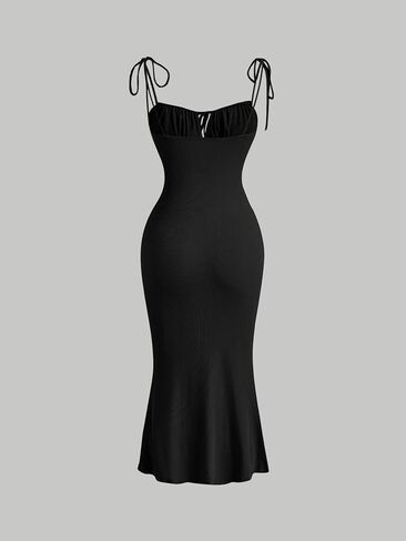 Verdusa Women's Ruched Knot Front Tie Shoulder Sleeveless Fishtail Bodycon Cami Dress in Saudi Arabia