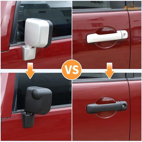 Aunginsy Rear View Mirror Cover Cap & Exterior Door Handle Protector Cover Kit Compatible with Toyota FJ Cruiser 2007-2021 Side Door Rearview Mirror Outer Door Handles Trim Decorative ABS Accessories in Kuwait