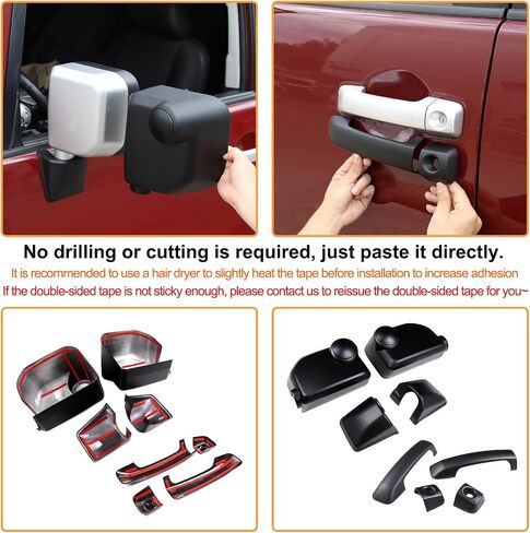 Aunginsy Rear View Mirror Cover Cap & Exterior Door Handle Protector Cover Kit Compatible with Toyota FJ Cruiser 2007-2021 Side Door Rearview Mirror Outer Door Handles Trim Decorative ABS Accessories in Kuwait
