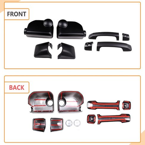 Aunginsy Rear View Mirror Cover Cap & Exterior Door Handle Protector Cover Kit Compatible with Toyota FJ Cruiser 2007-2021 Side Door Rearview Mirror Outer Door Handles Trim Decorative ABS Accessories in Kuwait