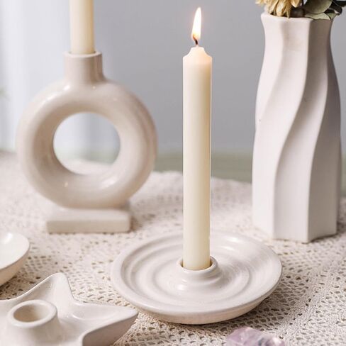 Modern Ceramic Candle Holder, Pillar Candles with Home Decor, for Table Centerpiece, Wedding Reception, Festive Christmas Mantel Decoration, Fits 3/4 inch Thick Candle&Led Candles (Round) in Saudi Arabia