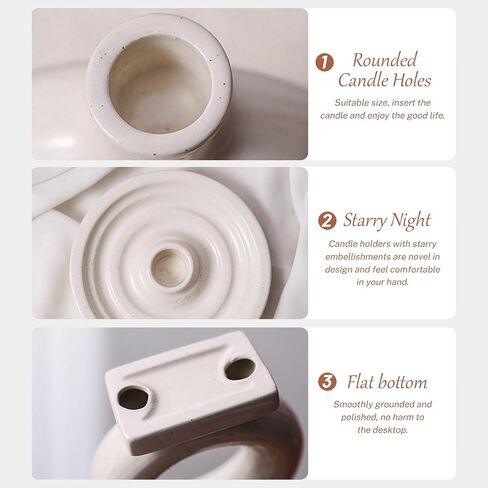 Modern Ceramic Candle Holder, Pillar Candles with Home Decor, for Table Centerpiece, Wedding Reception, Festive Christmas Mantel Decoration, Fits 3/4 inch Thick Candle&Led Candles (Round) in Saudi Arabia