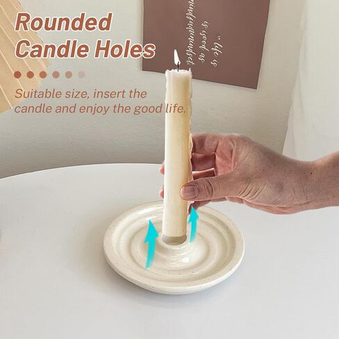 Modern Ceramic Candle Holder, Pillar Candles with Home Decor, for Table Centerpiece, Wedding Reception, Festive Christmas Mantel Decoration, Fits 3/4 inch Thick Candle&Led Candles (Round) in Saudi Arabia