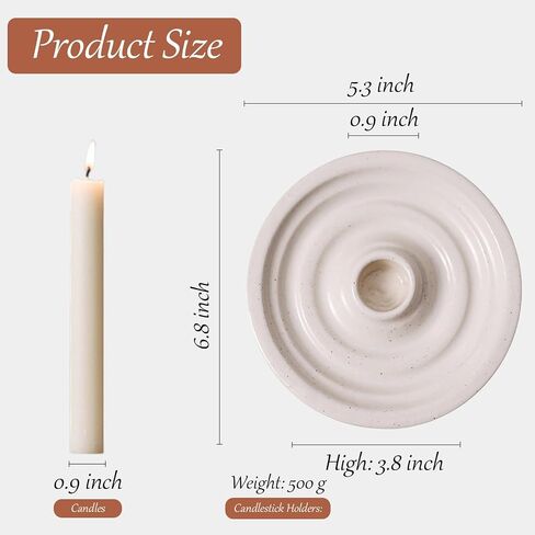 Modern Ceramic Candle Holder, Pillar Candles with Home Decor, for Table Centerpiece, Wedding Reception, Festive Christmas Mantel Decoration, Fits 3/4 inch Thick Candle&Led Candles (Round) in Saudi Arabia