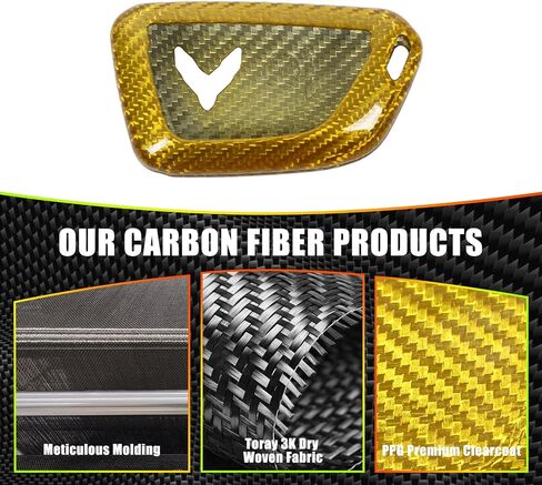 Corvette C8 Real Dry Carbon Fiber Key Fob Case Cover Compatible with Corvette C8 Stingray 2020-2024,Car Smart Remote Key Fob Cover Case Protection Shell Accessories (Yellow) in Kuwait