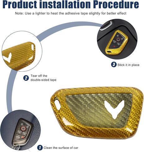 Corvette C8 Real Dry Carbon Fiber Key Fob Case Cover Compatible with Corvette C8 Stingray 2020-2024,Car Smart Remote Key Fob Cover Case Protection Shell Accessories (Yellow) in Kuwait