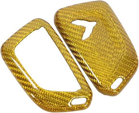 Corvette C8 Real Dry Carbon Fiber Key Fob Case Cover Compatible with Corvette C8 Stingray 2020-2024,Car Smart Remote Key Fob Cover Case Protection Shell Accessories (Yellow) in Kuwait