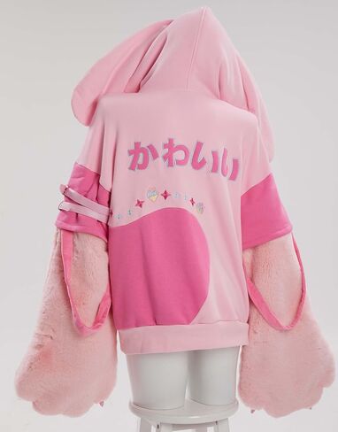 Winx Club Women's Pullover Hoodie with Detachable Furry Cat Paw Gloves Cute Handbag Dual-purpose Designed Sleeve in Kuwait