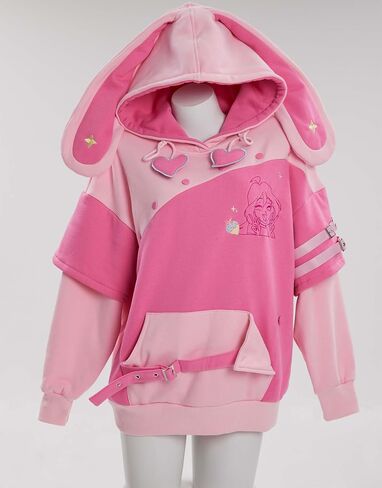 Winx Club Women's Pullover Hoodie with Detachable Furry Cat Paw Gloves Cute Handbag Dual-purpose Designed Sleeve in Kuwait