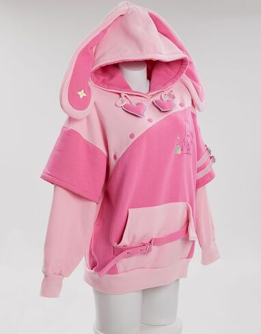 Winx Club Women's Pullover Hoodie with Detachable Furry Cat Paw Gloves Cute Handbag Dual-purpose Designed Sleeve in Kuwait