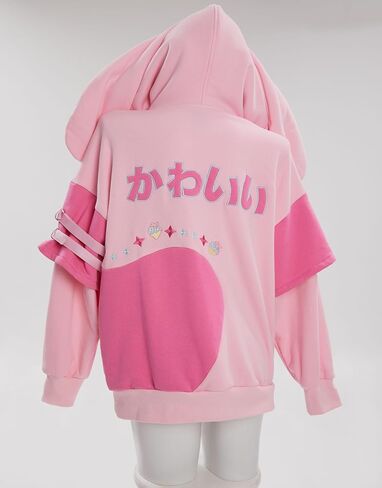 Winx Club Women's Pullover Hoodie with Detachable Furry Cat Paw Gloves Cute Handbag Dual-purpose Designed Sleeve in Kuwait