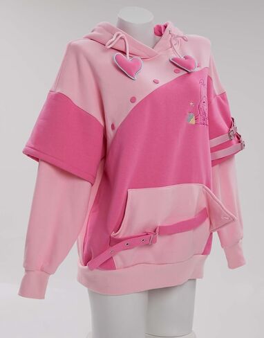 Winx Club Women's Pullover Hoodie with Detachable Furry Cat Paw Gloves Cute Handbag Dual-purpose Designed Sleeve in Kuwait
