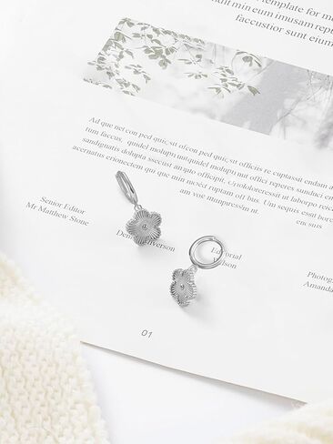 Gold Plated Five Leaf Clover Dangle Dot Earrings for Women Lucky Flower Jewelry in Kuwait