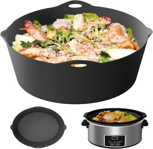 Silicone Slow Cooker Liners fit with Crock-Pot 6-7 Quart Oval Slow Cooker, BPA Free, Reusable, Leakproof, Dishwasher Safe Cooking Liner, Slow Cooker Divider Insert for Round Crockpots - 2 Pack in Saudi Arabia