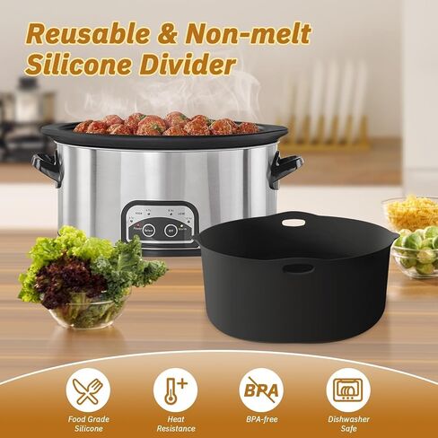 Silicone Slow Cooker Liners fit with Crock-Pot 6-7 Quart Oval Slow Cooker, BPA Free, Reusable, Leakproof, Dishwasher Safe Cooking Liner, Slow Cooker Divider Insert for Round Crockpots - 2 Pack in Saudi Arabia