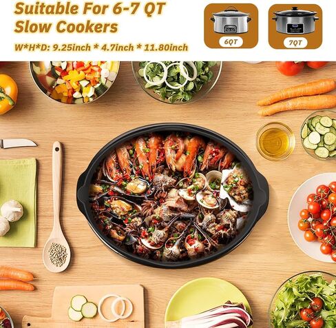 Silicone Slow Cooker Liners fit with Crock-Pot 6-7 Quart Oval Slow Cooker, BPA Free, Reusable, Leakproof, Dishwasher Safe Cooking Liner, Slow Cooker Divider Insert for Round Crockpots - 2 Pack in Saudi Arabia