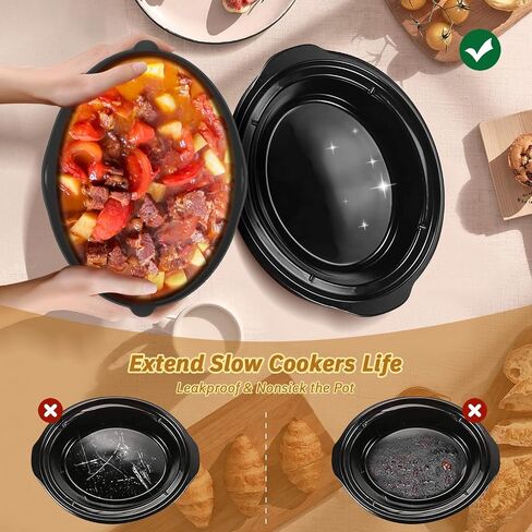 Silicone Slow Cooker Liners fit with Crock-Pot 6-7 Quart Oval Slow Cooker, BPA Free, Reusable, Leakproof, Dishwasher Safe Cooking Liner, Slow Cooker Divider Insert for Round Crockpots - 2 Pack in Saudi Arabia