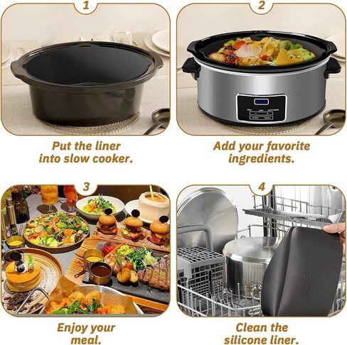Silicone Slow Cooker Liners fit with Crock-Pot 6-7 Quart Oval Slow Cooker, BPA Free, Reusable, Leakproof, Dishwasher Safe Cooking Liner, Slow Cooker Divider Insert for Round Crockpots - 2 Pack in Saudi Arabia