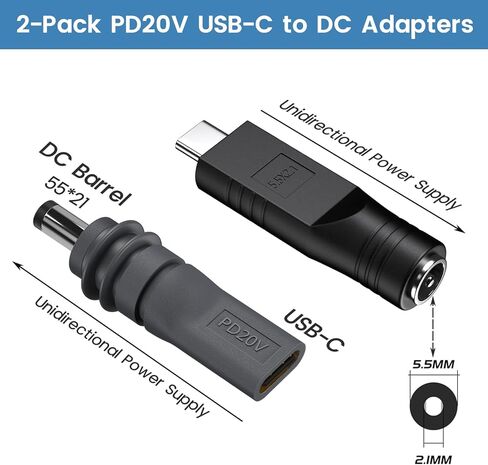weishan 2-Pack USB C Female to DC Power Adapter for Starlink Mini, PD 100W Type C Fast Charging Extension Adapter with Outdoor Waterproof DC Barrel in Kuwait