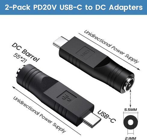 weishan 2-Pack USB C Female to DC Power Adapter for Starlink Mini, PD 100W Type C Fast Charging Extension Adapter with Outdoor Waterproof DC Barrel in Kuwait