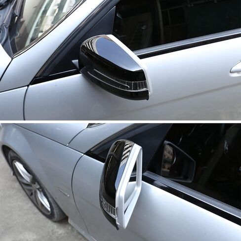 لمرسيدس بنز A B C E CLA GLA GLK S CLS Class C300 E300 غطاء مرآة الرؤية الخلفية مرآة جانبية حماية أغطية الجناح الخارجي مرآة تزيين الغطاء (أسود البيانو) in Saudi Arabia