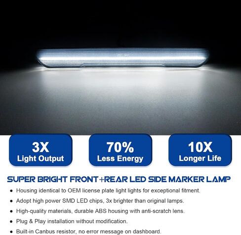 LED Side Marker Light Compatible with Sierra 2500HD 3500HD 2020-2024, 4Pcs Pickup Front & Rear Turn Signal Lamp, Replace OEM 84806031 84185032, Clear Len Full White Light in Saudi Arabia