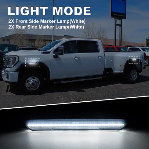 LED Side Marker Light Compatible with Sierra 2500HD 3500HD 2020-2024, 4Pcs Pickup Front & Rear Turn Signal Lamp, Replace OEM 84806031 84185032, Clear Len Full White Light in Saudi Arabia