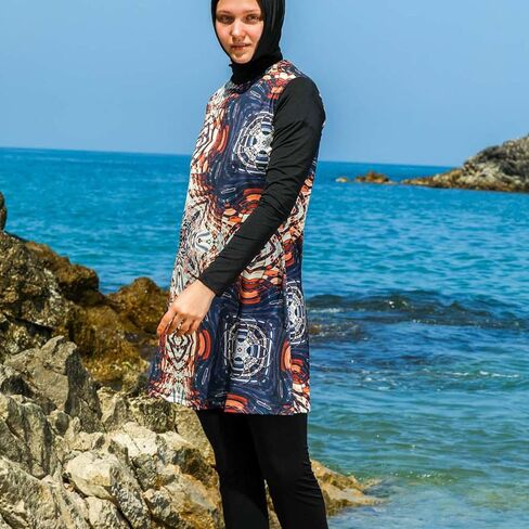 Islamic Long Sleeve Swimsuits for Women Modest Muslim Burkini 5 PCS | Full Cover Rash Guard | Arabic Swimwear in Saudi Arabia