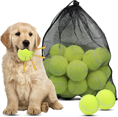 Magicorange Dog Tennis Balls, 20 Pack 2.5 inch Floatable Squeaky Tennis Balls for Fetch Exercise, Natural Rubber Squeaky Dog Balls Training Safe (Multicolor, 2.5inch) in Kuwait