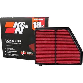 K&N Engine Air Filter: Long Life 18,000 Mile Replacement Air Filter: Compatible with 2016-2019 Honda Civic L4 2.0L, KNA-5045