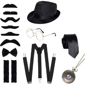 إكسسوارات أزياء رجالية من عشرينيات القرن العشرين، مجموعة أزياء رجال العصابات القديمة مكونة من 15 قطعة، إكسسوارات غاتسبي للرجال من العشرينيات من القرن العشرين in Kuwait