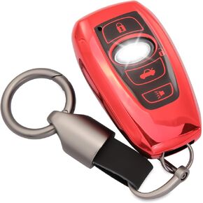 for Subaru Key Fob Cover Soft TPU Key Shell with Leather Keychain Protection Accessories Fit for 2014-2025 BRZ Legacy Outback Ascent Crosstrek Forester WRX Impreza STI