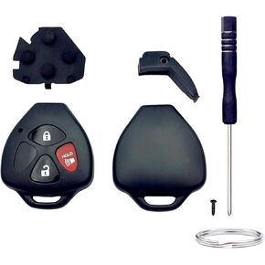 Cutting NOT Required Key Fob Shell Replacement for Toyota 4Runner Matrix Rav4 Venza Yaris Scion iQ tC xB xD 3 Button Car Keyless Entry Remote Control Key Fob Case Cover (3 Button 2 Pcs)
