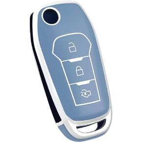 for Ford Key Fob Cover, Soft TPU Protection Key Fob Case Fit for Ford Maverick F150 F250 F350 F450 F550 Ranger Bronco Expedition Escape Explorer Fusion EcoSport Smart Key (Silver Purple) in Kuwait