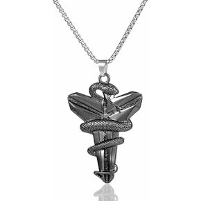Mamba Necklace for Men, 2025 New Year of Snake Necklace Hip-Hop Stainless Steel Mamba Pendant Chain Chinese Zodiac Animal Good Luck Necklace Snake Lucky Charms Necklace Jewelry for Women