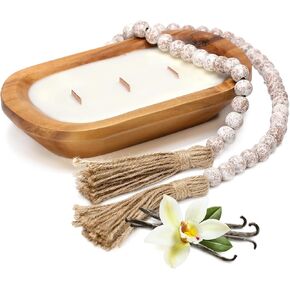 شمعة وعاء خشبي مقاس 25.4 سم، شمعة مزرعة كبيرة من الصويا للطاولة، معطرة بخشب الصندل، 3 فتائل خشبية، هدايا شموع عيد الميلاد للرجال والنساء in Kuwait