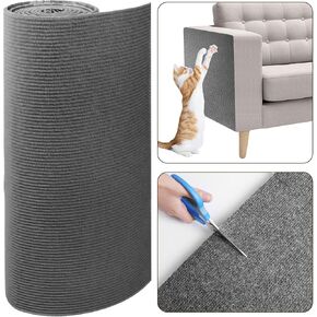 Cat Scratching Mat 78.7"x15.8", Cat Scratch Carpet with Self-Adhesive Trimmable,Carpet Mat Replacement for Cat Tree, Cat Wall Shelves, DIY Couch Furniture Protector (Dark Grey)